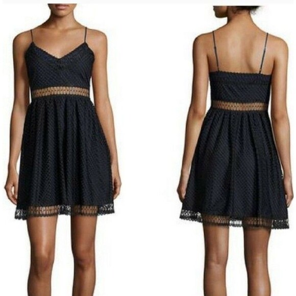 LIKELY Revolve Lace PanelDress 4 navy Empire Waist Romantic Babydoll Crochet Y2K - Picture 1 of 12